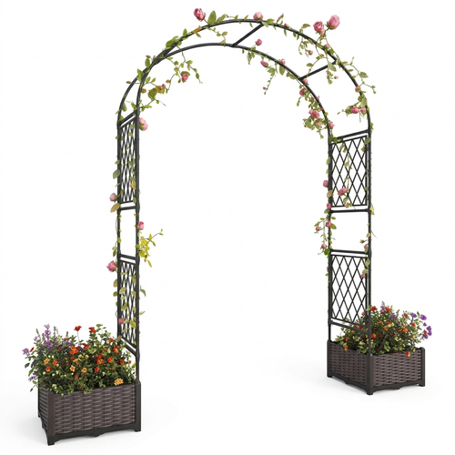 Arche de jardin en métal avec 2 jardinières intégrées