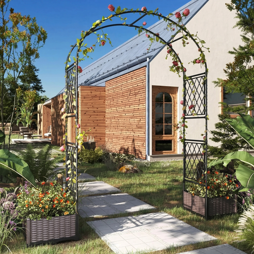 Arche de jardin en métal avec 2 jardinières intégrées