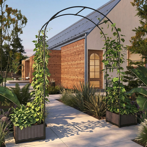 Arche de jardin en métal avec 2 jardinières intégrées