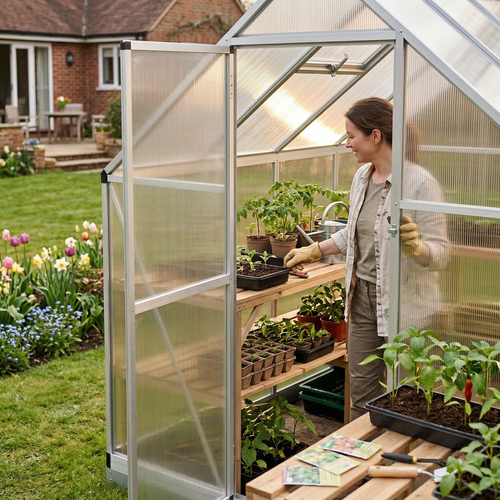 Serre aluminium 3,79 m² avec base – 224x169 cm