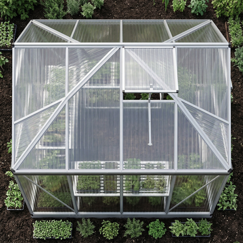 Serre aluminium 3,79 m² avec base – 224x169 cm
