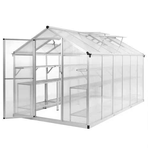 Serre aluminium 6,87 m² polycarbonate – 362x190 cm