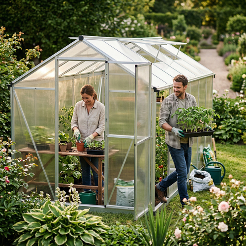 Serre aluminium 6,87 m² polycarbonate – 362x190 cm
