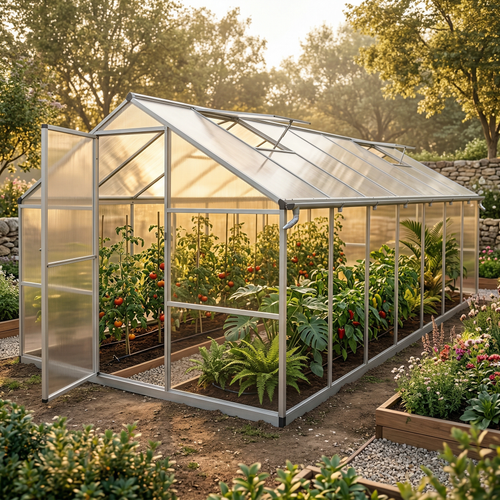 Serre aluminium 7,52 m² avec base – 445x169 cm